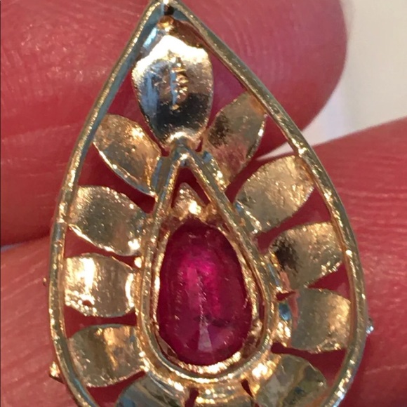 VINTAGE 14K RUBY PENDANT $ CHAIN - Picture 6 of 13